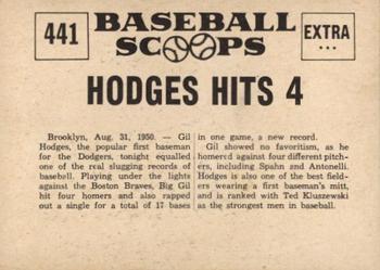 1961 Nu-Cards Baseball Scoops #441 Gil Hodges   Back