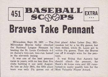 1961 Nu-Cards Baseball Scoops #451 Milwaukee Braves Back