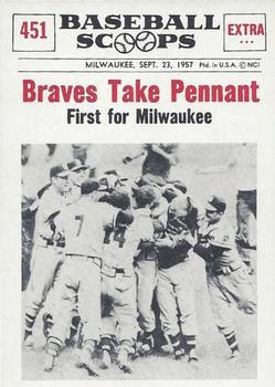 1961 Nu-Cards Baseball Scoops #451 Milwaukee Braves Front