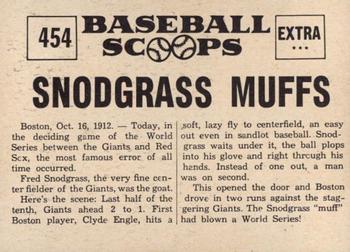 1961 Nu-Cards Baseball Scoops #454 Fred Snodgrass Back