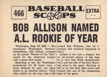 1961 Nu-Cards Baseball Scoops #466 Bob Allison   Back