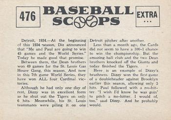 1961 Nu-Cards Baseball Scoops #476 Dizzy Dean / Daffy Dean Back
