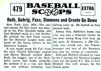 1961 Nu-Cards Baseball Scoops #479 Carl Hubbell   Back