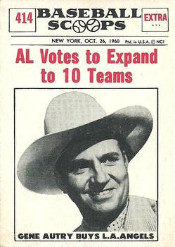 1961 Nu-Cards Baseball Scoops #414 Gene Autry Front