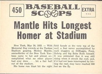 1961 Nu-Cards Baseball Scoops #450 Mickey Mantle  Back