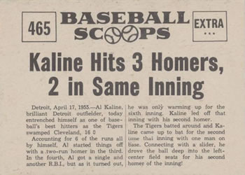 1961 Nu-Cards Baseball Scoops #465 Al Kaline   Back