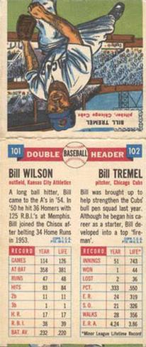 1955 Topps Double Header #101-102 Bill Wilson / Bill Tremel Back