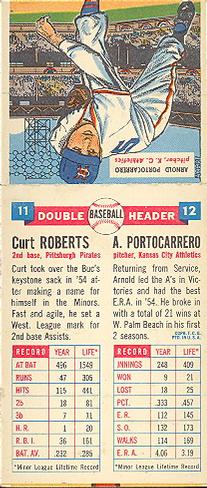 1955 Topps Double Header #11-12 Curt Roberts / Arnie Portocarrero Back