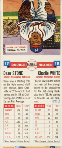 1955 Topps Double Header #17-18 Dean Stone / Charlie White Back