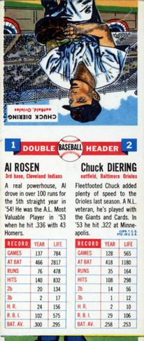 1955 Topps Double Header #1-2 Al Rosen / Chuck Diering Back