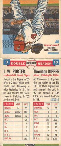1955 Topps Double Header #9-10 J.W. Porter / Thornton Kipper Back