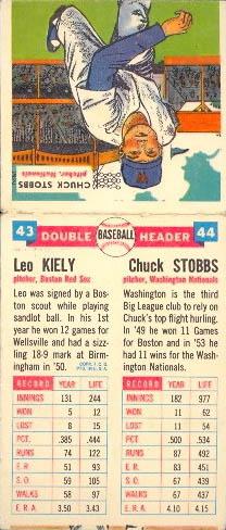 1955 Topps Double Header #43-44 Leo Kiely / Chuck Stobbs Back