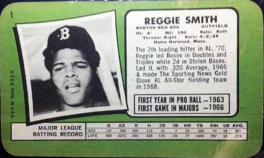 1971 Topps Super #1 Reggie Smith Back