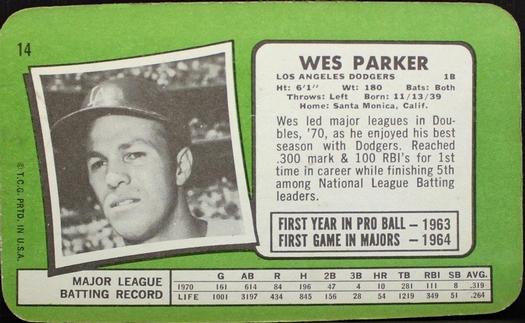 1971 Topps Super #14 Wes Parker Back