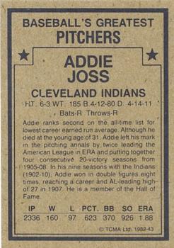 1982 TCMA Baseball's Greatest Pitchers (Tan Back) #43 Addie Joss Back