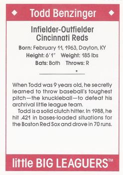 1990 Little Big Leaguers #NNO Todd Benzinger Back