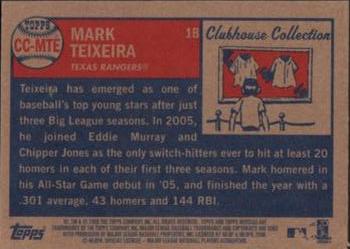 2006 Topps Heritage - Clubhouse Collection Relics #CC-MTE Mark Teixeira Back