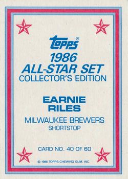 1986 Topps - 1986 All-Star Set Collector's Edition (Glossy Send-Ins) #40 Earnie Riles Back