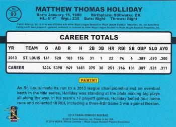 2014 Donruss - Stat Line Career #93 Matt Holliday Back