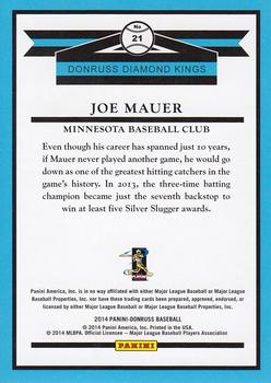 2014 Donruss - Stat Line Season #21 Joe Mauer Back