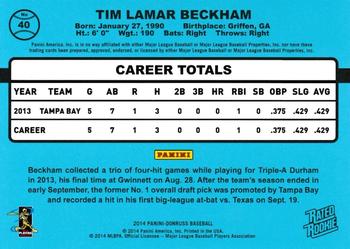 2014 Donruss - Stat Line Season #40 Tim Beckham Back
