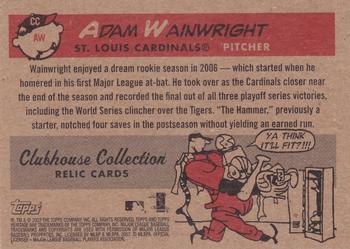 2007 Topps Heritage - Clubhouse Collection Relics #CC-AW Adam Wainwright Back
