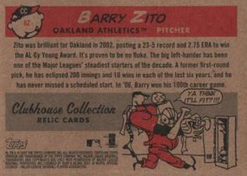 2007 Topps Heritage - Clubhouse Collection Relics #CC-BZ Barry Zito Back