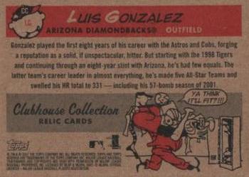 2007 Topps Heritage - Clubhouse Collection Relics #CC-LG Luis Gonzalez Back