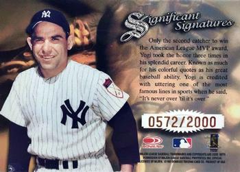 1997 Donruss Signature Series - Significant Signatures #NNO Yogi Berra Back
