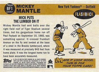 2009 Topps Heritage - Flashbacks #BF1 Mickey Mantle Back