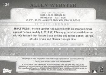 2014 Topps Triple Threads #126 Allen Webster Back