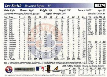 1997 Score Hobby Reserve #HR379 Lee Smith Back