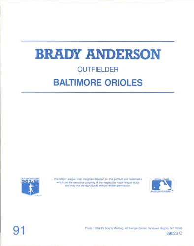 1989 TV Sports Mailbag #91 Brady Anderson Back