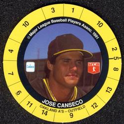 1991 Cadaco Discs #NNO Jose Canseco Front