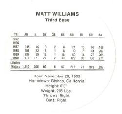 1991 Cadaco Discs #NNO Matt Williams Back