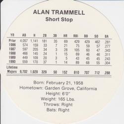 1991 Cadaco Discs #NNO Alan Trammell Back