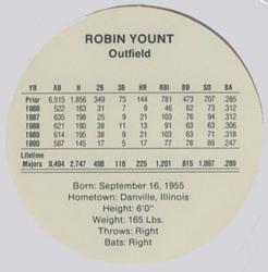 1991 Cadaco Discs #NNO Robin Yount Back