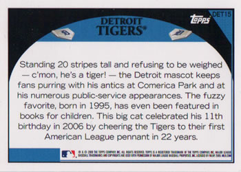 2009 Topps Detroit Tigers #DET15 Paws Back