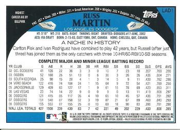 2009 Topps Los Angeles Dodgers #LAD1 Russell Martin Back