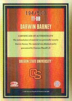 2007 Donruss Elite Extra Edition - Throwback Threads #TT-DB Darwin Barney Back