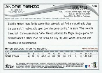 2014 Topps Opening Day - Blue #96 Andre Rienzo Back