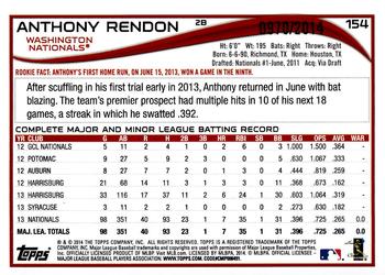 2014 Topps Opening Day - Blue #154 Anthony Rendon Back