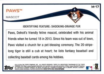 2014 Topps Opening Day - Mascots #M-17 Paws Back