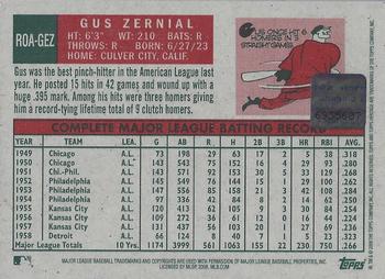 2008 Topps Heritage - Real One Autographs #ROA-GEZ Gus Zernial Back