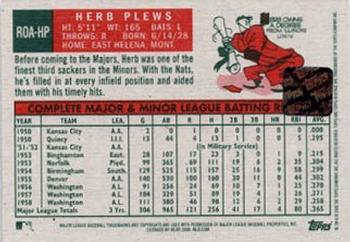 2008 Topps Heritage - Real One Autographs #ROA-HP Herb Plews Back