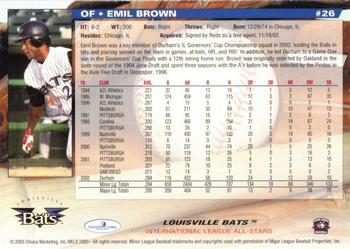 2003 Choice International League All-Stars #26 Emil Brown Back