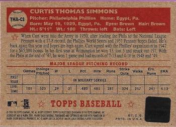 2001 Topps Heritage - Autographs #THA-CS Curt Simmons Back