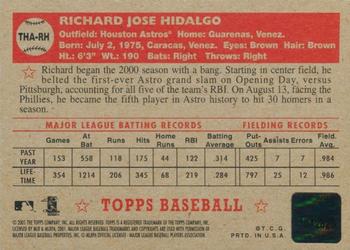 2001 Topps Heritage - Autographs #THA-RH Richard Hidalgo Back