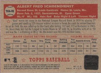 2001 Topps Heritage - Autographs #THA-RS Red Schoendienst Back