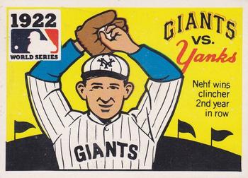 1971 Fleer World Series (Black Backs) #20 1922 - Giants vs. Yankees - Art Nehf Front